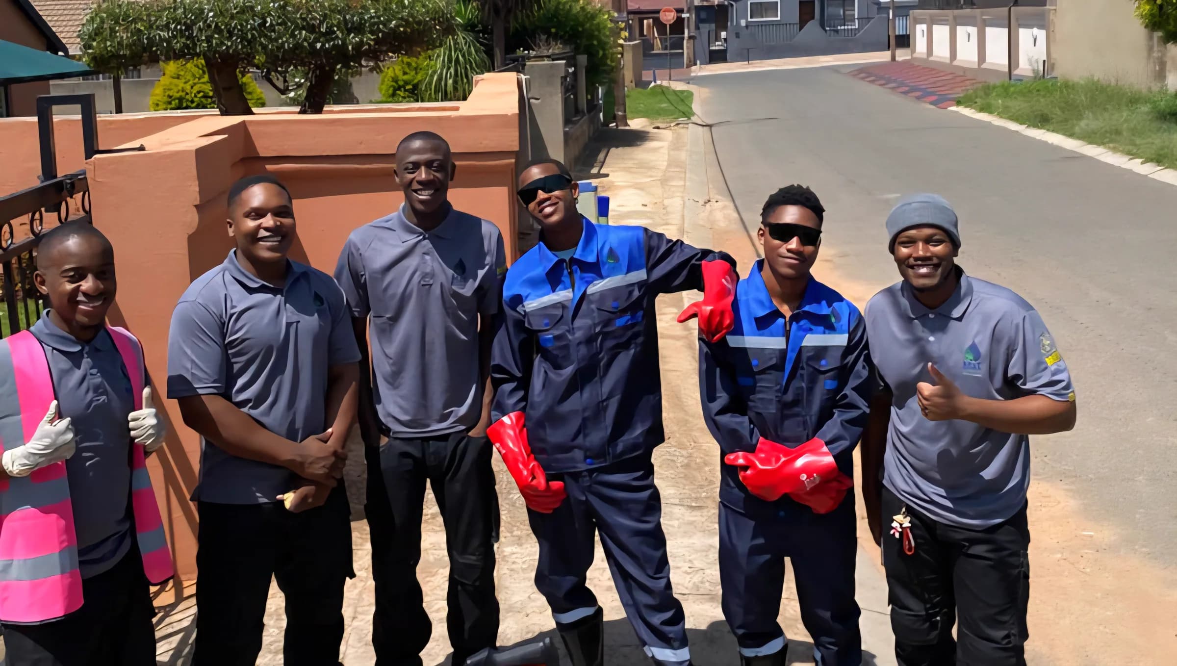 Six MaT team members standing together after a service visit